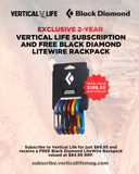 Vertical Life Subscription + FREE Black Diamond Litewire Rackpack
